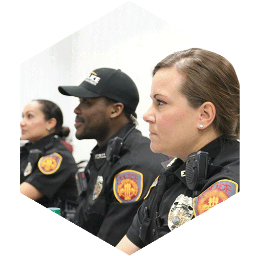 One Male and Two Female Police Officers on Duty.