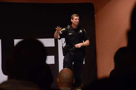 An individual who appears to be working out