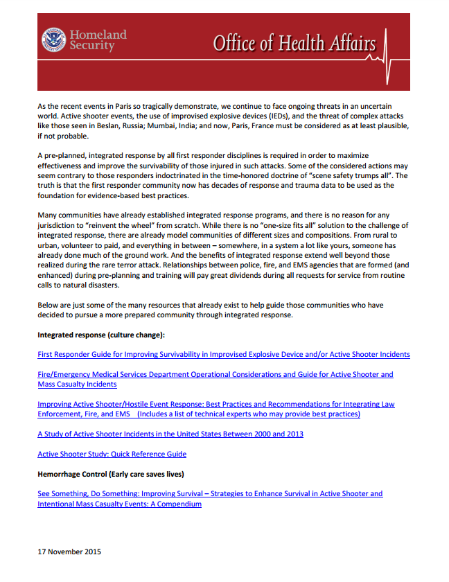 Active Shooter and Complex Attack Resources